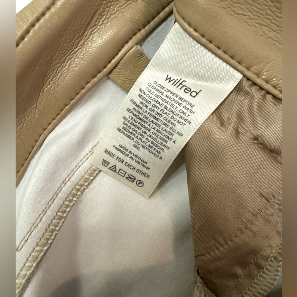 Wilfred Tan Faux buttery soft Vegan Leather Pants Size 4 - Picture 3 of 8